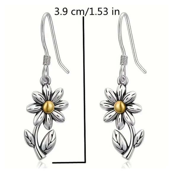 5/25 Silver daisy Drop Earrings Exquisite Simple Flower Dangle Earrings new - Picture 2 of 6